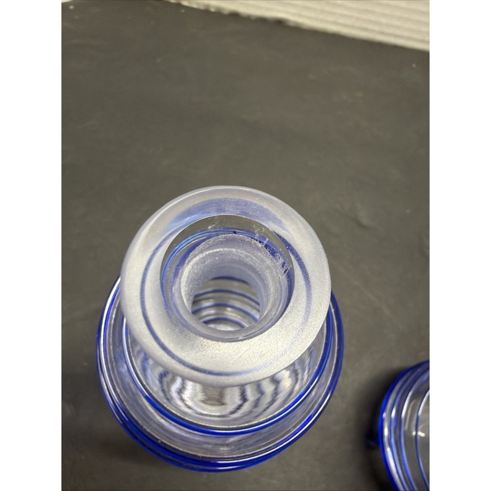Vintage Handmade Glass,  Blue Perfume Bottles With Stoppers, Set   See Pictures - Picture 6 of 8